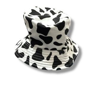 Reversible Black and White Cow Print Bucket Hat